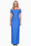 Dark Green Jacquard Off the Shoulder Sheath Formal Dress