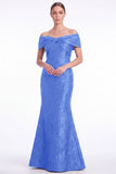 Mermaid Off the Shoulder Jacquard Dark Green Formal Dress