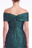 Mermaid Off the Shoulder Jacquard Dark Green Formal Dress