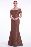 Mermaid Off the Shoulder Jacquard Dark Green Formal Dress