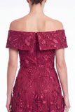 Burgundy Off the Shoulder A Line 3D Flower Mother of the Bride Dress