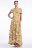Burgundy Off the Shoulder A Line 3D Flower Mother of the Bride Dress