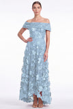 Burgundy Off the Shoulder A Line 3D Flower Mother of the Bride Dress