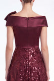 Elegant Dusty Blue Satin Asymmetrical Neck A Line Mother of the Bride Dress