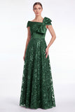 Elegant Dusty Blue Satin Asymmetrical Neck A Line Mother of the Bride Dress