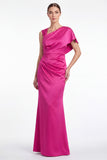 Pink Flower Mermaid Satin Long Mother of the Bride Dress