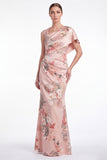 Pink Flower Mermaid Satin Long Mother of the Bride Dress