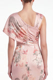 Pink Flower Mermaid Satin Long Mother of the Bride Dress