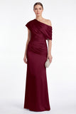 Floral Print Pink Satin Ruched Mermaid Mother of the Bride Dress