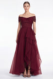 Off the Shoulder Dark Navy A Line Ruffled Mother of the Bride Dress