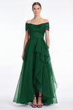 Off the Shoulder Dark Navy A Line Ruffled Mother of the Bride Dress