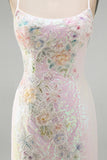 Sparkly Pink Beaded Floral Homecoming Dress with Lace-up Back