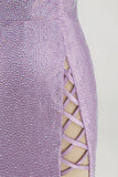 Beaded Lilac Backless Bodycon Short Homecoming Dress with Slit