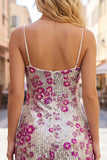 Sparkly Silver Floral Spaghetti Straps Bodycon Short Homecoming Dress