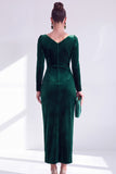 Burgundy Velvet Cowl Neck Ruched Long Sleeve Fall Wedding Guest Dress