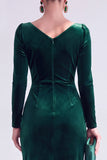 Burgundy Velvet Cowl Neck Ruched Long Sleeve Fall Wedding Guest Dress