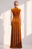 Velvet Ruched Dark Blue Mother of the Bride Dress with Cap Sleeves