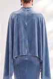 Coffee Mermaid Velvet Maxi Dress with Cape Sleeves