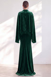 Coffee Mermaid Velvet Maxi Dress with Cape Sleeves