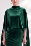 Coffee Mermaid Velvet Maxi Dress with Cape Sleeves