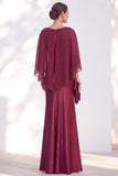 Blue Satin Mermaid Bateau Neck Mother of the Bride Dress with Cape
