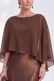 Blue Satin Mermaid Bateau Neck Mother of the Bride Dress with Cape