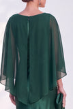 Blue Satin Mermaid Bateau Neck Mother of the Bride Dress with Cape