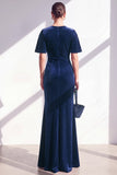Velvet Ruched Burgundy Maxi Dress with Short Sleeves