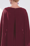 Navy Sheath Bateau Neck Midi Mother of the Bride Dress with Cape