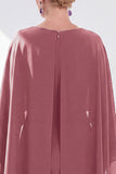 Navy Sheath Bateau Neck Midi Mother of the Bride Dress with Cape