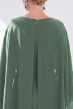 Navy Sheath Bateau Neck Midi Mother of the Bride Dress with Cape