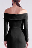 Off the Shoulder Dark Purple Mermaid Long Sleeve Formal Dress with Ruffles