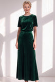 Coffee A Line Velvet Mother of the Bride Dress with Short Sleeves