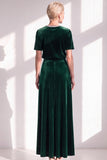 Coffee A Line Velvet Mother of the Bride Dress with Short Sleeves