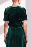 Coffee A Line Velvet Mother of the Bride Dress with Short Sleeves