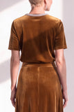 Coffee A Line Velvet Mother of the Bride Dress with Short Sleeves