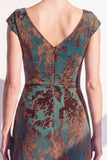 Dark Green Mermaid Ruched Burnout Velvet Mother of the Bride Dress with Cap Sleeves