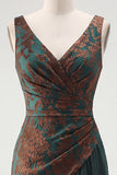 Mermaid V Neck Burnout Velvet Dark Green Mother of the Bride Dress