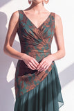 Mermaid V Neck Burnout Velvet Dark Green Mother of the Bride Dress