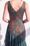 Mermaid V Neck Burnout Velvet Dark Green Mother of the Bride Dress