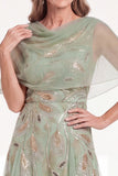 Elegant Beaded Sequin A Line Navy Mother of the Bride Dress with Capelet