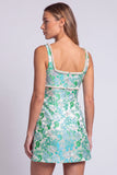 Green Jacquard Pearl Square Neck Bodycon Homecoming Dress with Slit