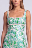 Green Jacquard Pearl Square Neck Bodycon Homecoming Dress with Slit