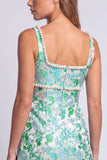 Green Jacquard Pearl Square Neck Bodycon Homecoming Dress with Slit
