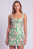 Green Jacquard Pearl Square Neck Bodycon Homecoming Dress with Slit
