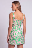 Green Jacquard Pearl Square Neck Bodycon Homecoming Dress with Slit