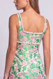 Green Jacquard Pearl Square Neck Bodycon Homecoming Dress with Slit