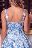 Red Flower Jacquard Corset A Line Tiered Ruffle Short Homecoming Dress