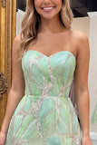 Sweetheart Green A Line Sequin Homecoming Dress