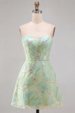 Sweetheart Green A Line Sequin Homecoming Dress